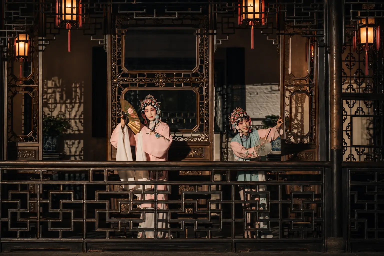 A classical Suzhou garden in the evening